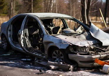 Accident-damaged car